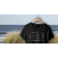 Shore Birds No.4 V-Neck Black by Rod Whaley